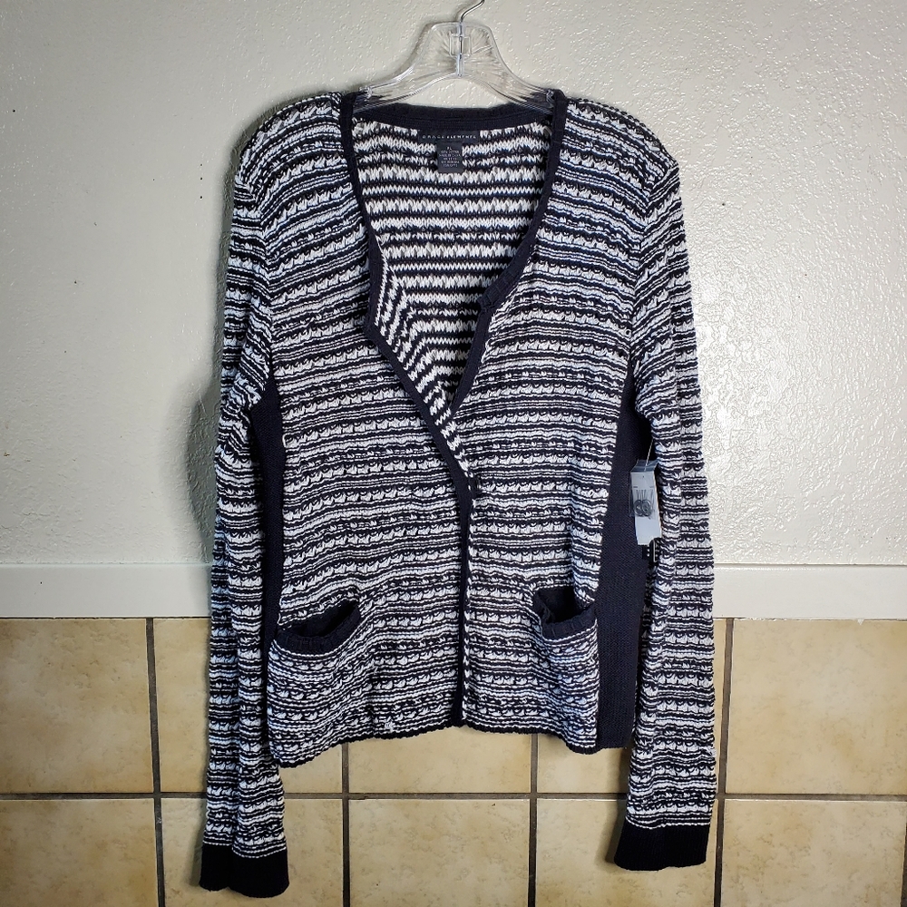 Grace Elements black & white knit cardigan sweater